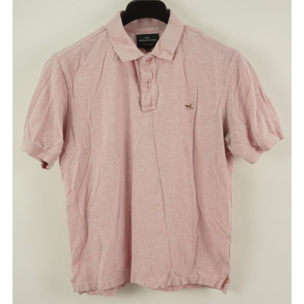 Rodd & Gunn Men's Medium Original Fit Pink Heather Pique Cotton Hound Polo Shirt